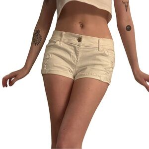 White vintage Hollister low rise mini denim shorts